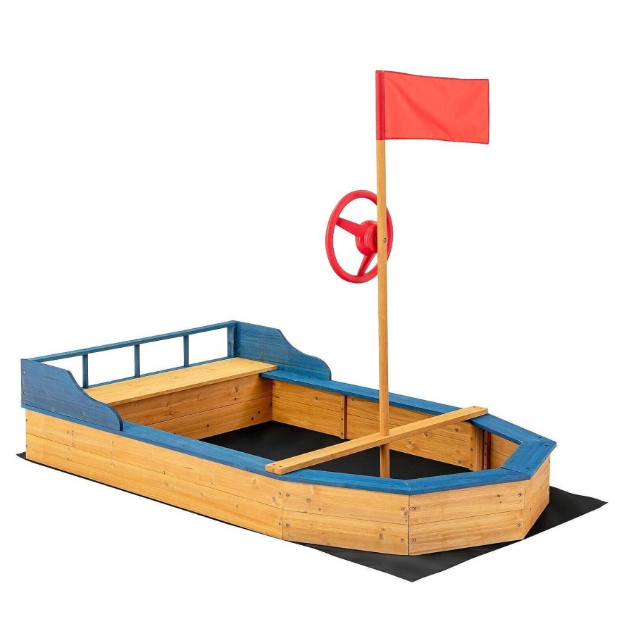 Gear dsvCOSTWAY | Kids' Pirate Boat Sandbox With Flag And Rudder