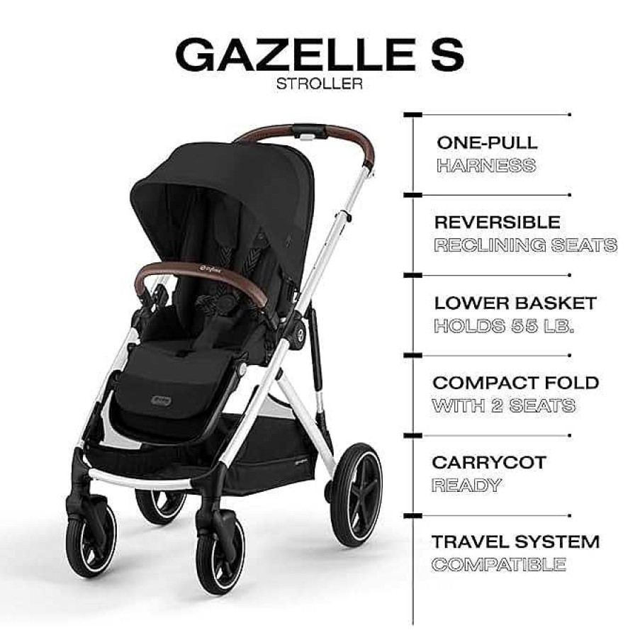 Strollers opCOLUMBUSTP | Gazelle S 2023 Stroller - Moon Black/Silver Frame