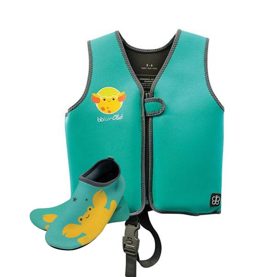 Gear dsvBBLUV | Shooz: Neoprene Water Shoes 2-3 Years & Naj: Neoprene Swim Vest 1-3 Years - Blue