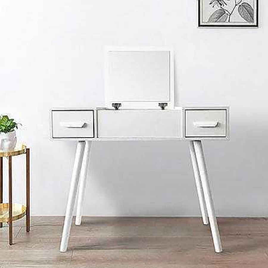 Nursery lqINDIGO | Modern Dressing Table/Desk With Mirror - White