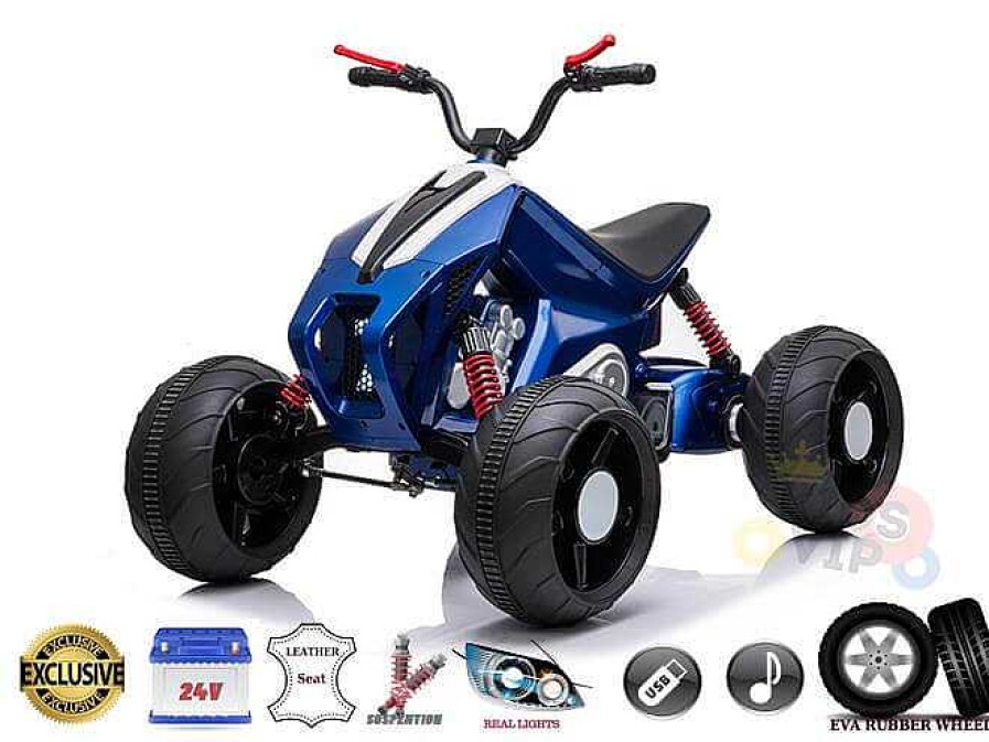 Gear cdsvKidsVIP | Sport Utility Edition 24V Ride-On Atv For Kids With Rubber Wheels & Leather Seat - Blue