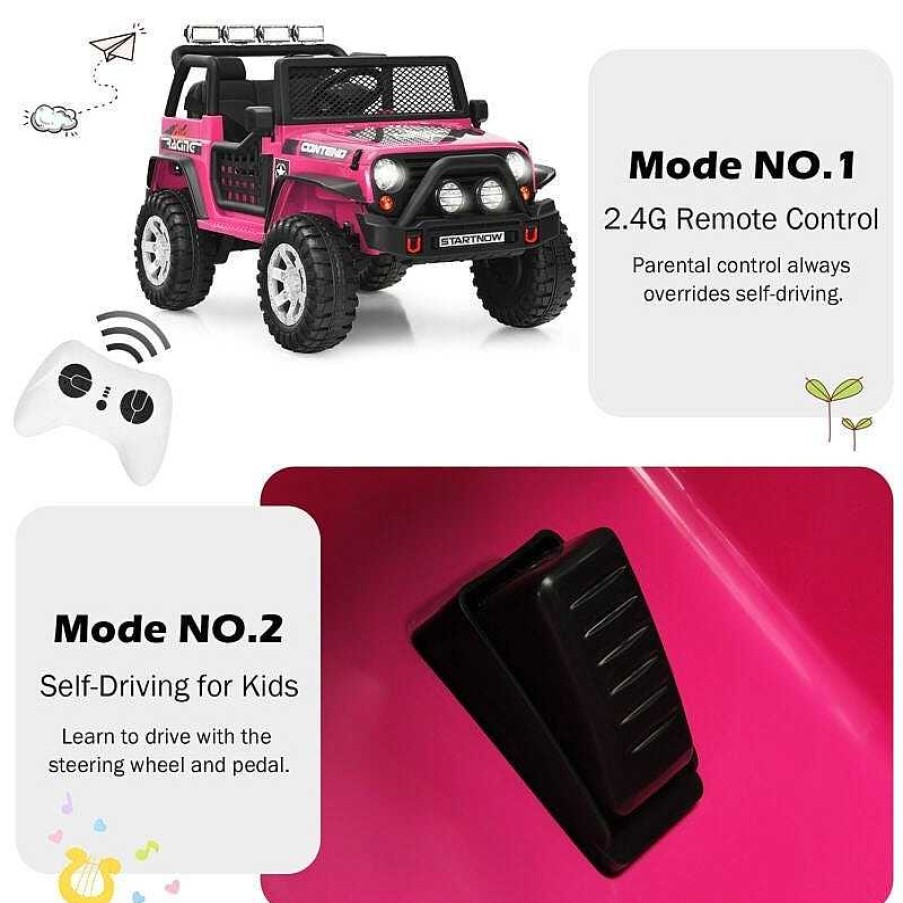 Gear dsvCOSTWAY | 12V Kids Remote Control Electric Ride On Truck Car With Lights And Music - Pink