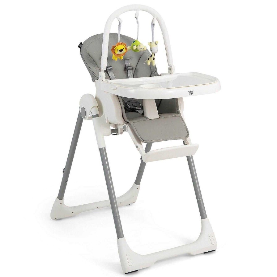 Gear dsvCOSTWAY | 4-In-1 Foldable Baby High Chair With 7 Adjustable Heights And Free Toys Bar - Gray