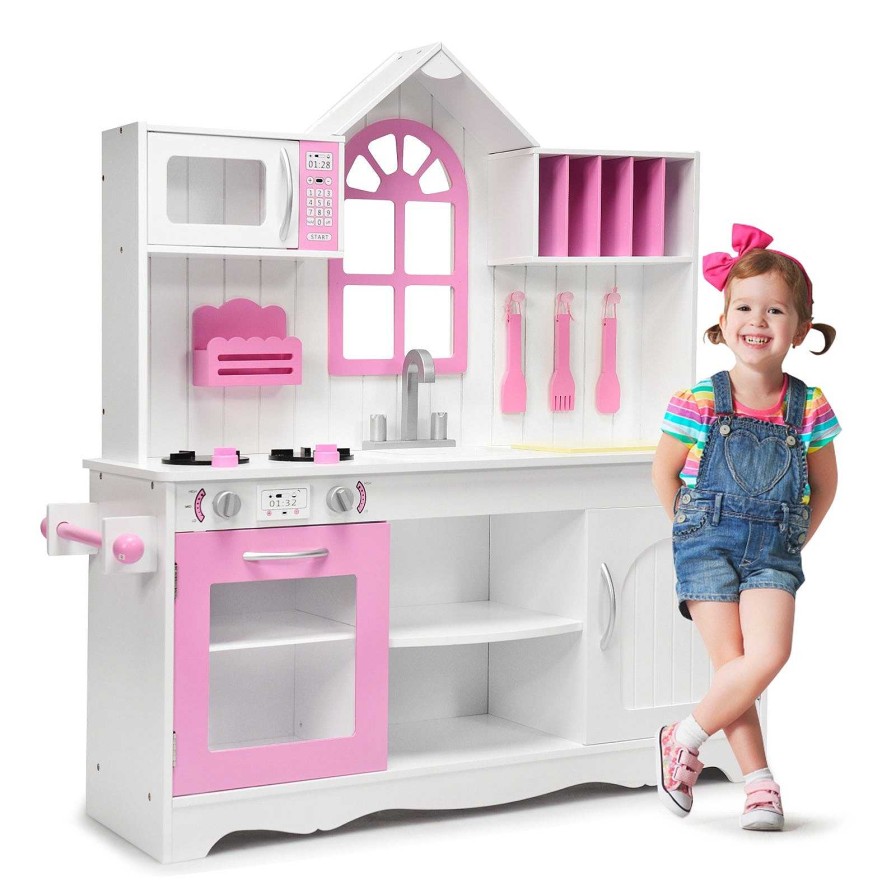 Gear dsvCOSTWAY | Wood Toy Kitchen Kids Cooking Pretend Play Set