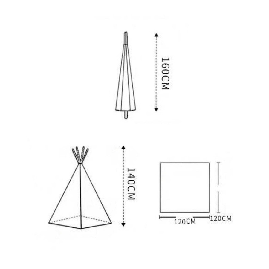 Gear cdsvGREEN WALNUT | Large Foldable Kids Canvas Teepee Play Tent ( Black & White )