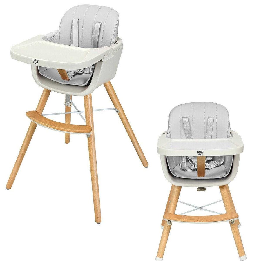 Gear dsvCOSTWAY | 3-In-1 Convertible Wooden High Chair With Cushion - Grey