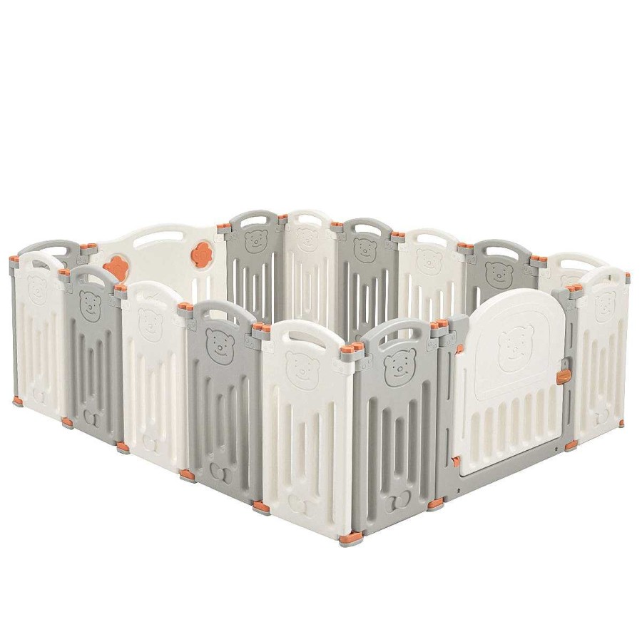 Gear dsvCOSTWAY | 16 Panel Activity Safety Baby Playpen With Lock Door-Beige