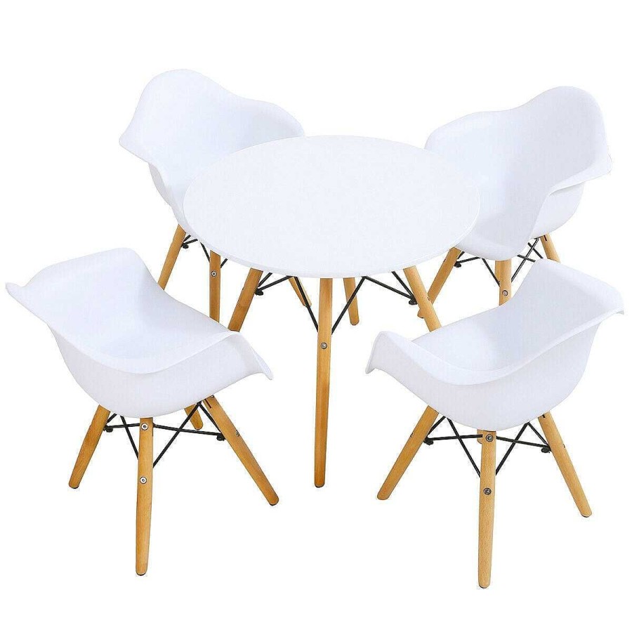 Gear dsvCOSTWAY | 5 Piece Mid-Century Modern Kids Table & Chairs Set - White