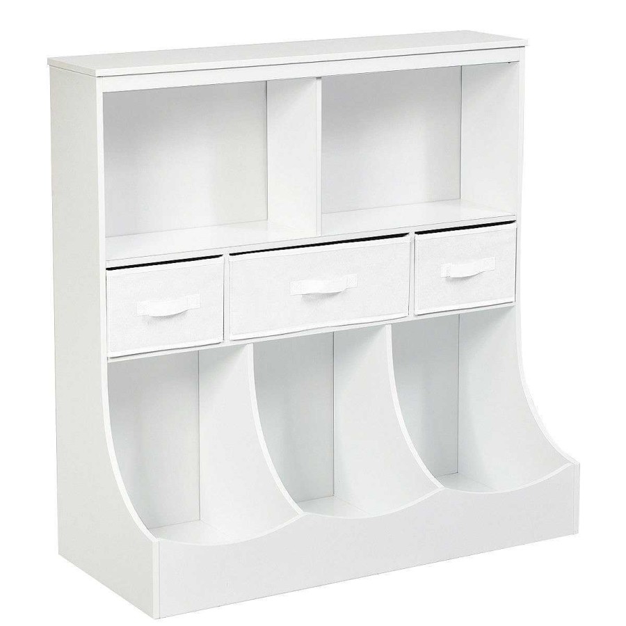 Nursery dsvCOSTWAY | Bookcase With Cubbies & Removable Storage Drawers - White