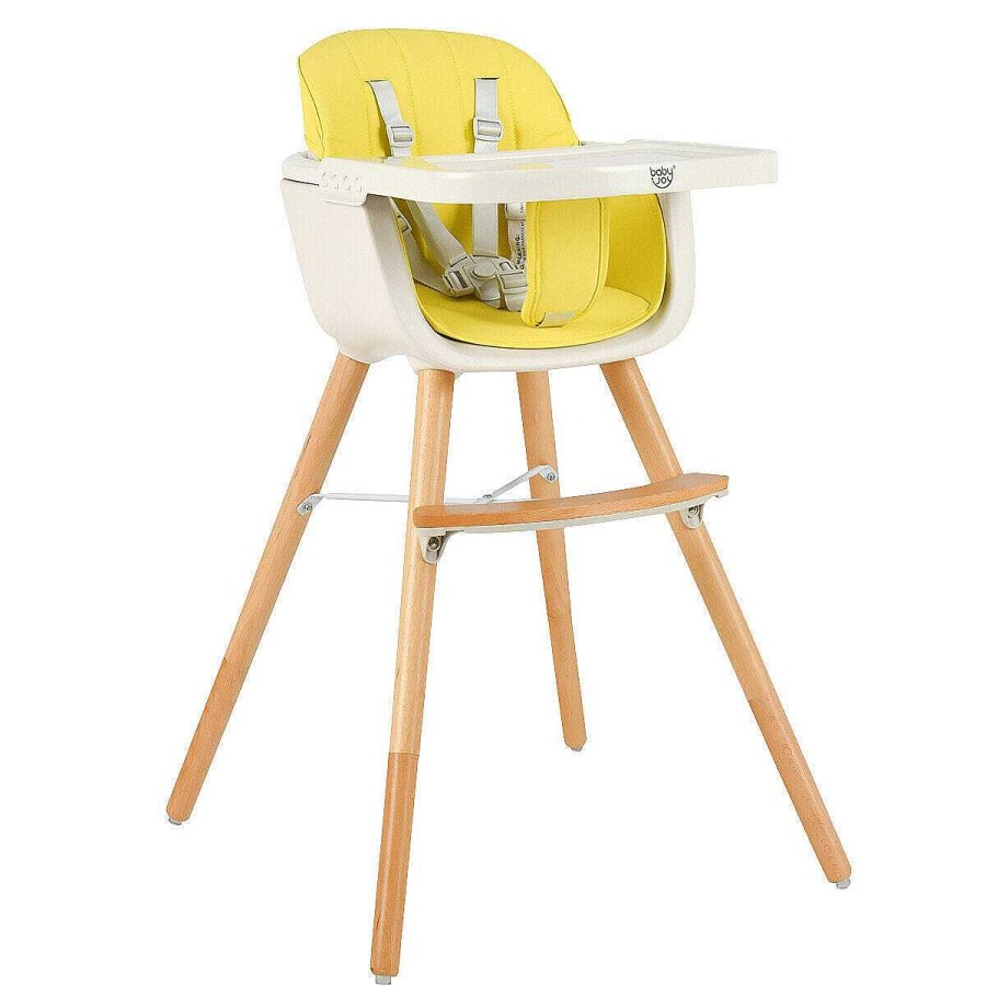 Gear dsvCOSTWAY | 3-In-1 Convertible Wooden High Chair With Cushion - Yellow