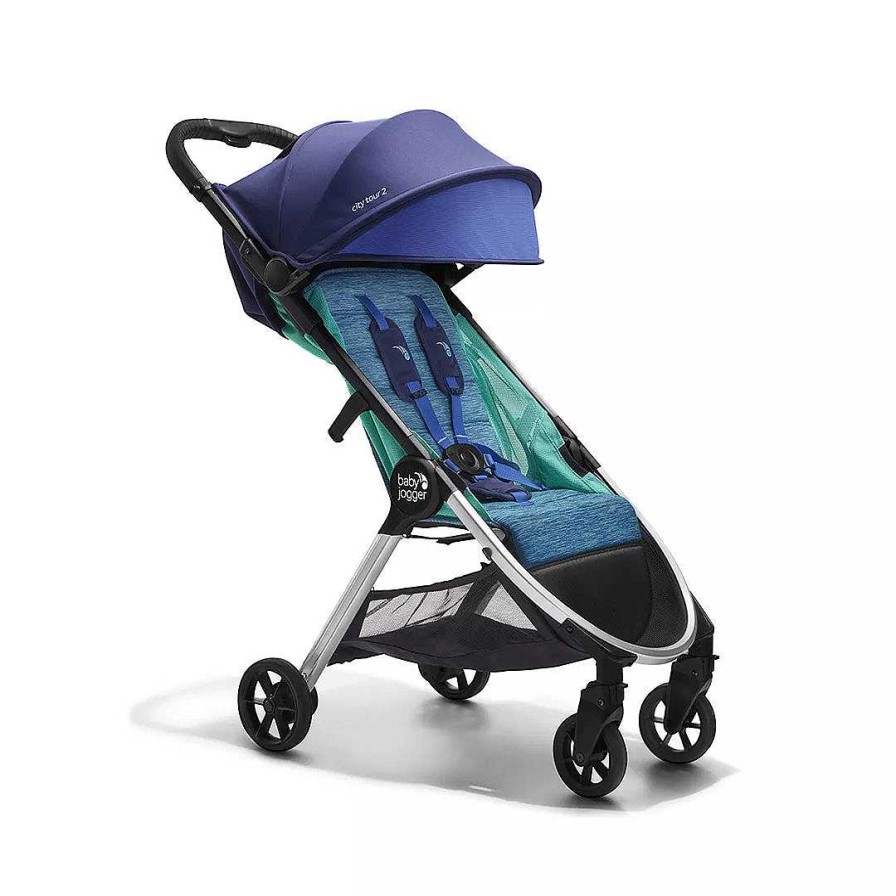 Strollers opBRANDS IN MOTION | Baby Jogger City Tour 2 Stroller - Coastal Travel Accessories Bundle