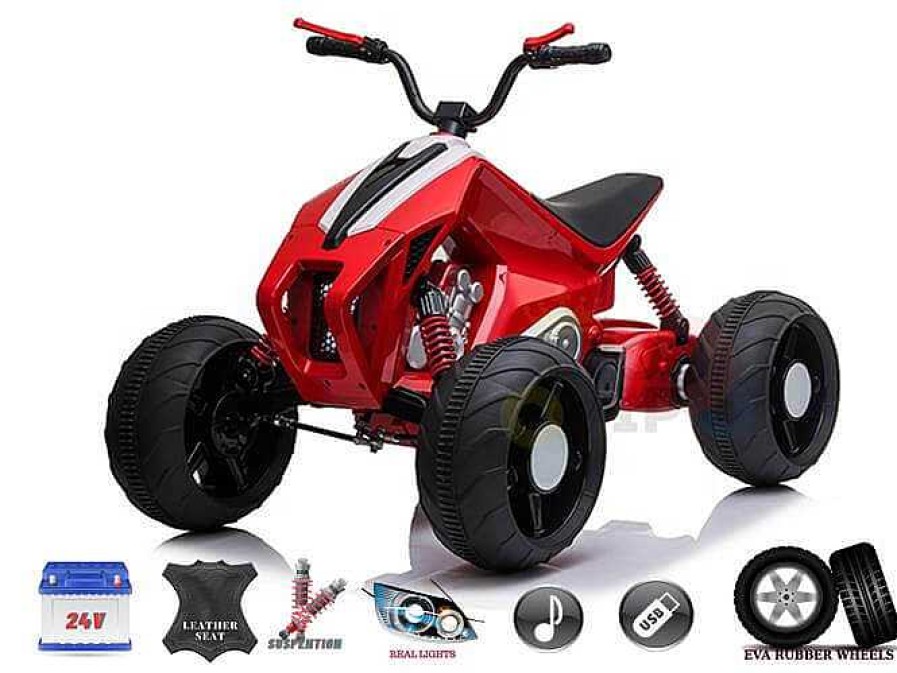 Gear cdsvKidsVIP | Sport Utility Edition 24V Ride-On Atv For Kids With Rubber Wheels & Leather Seat - Red