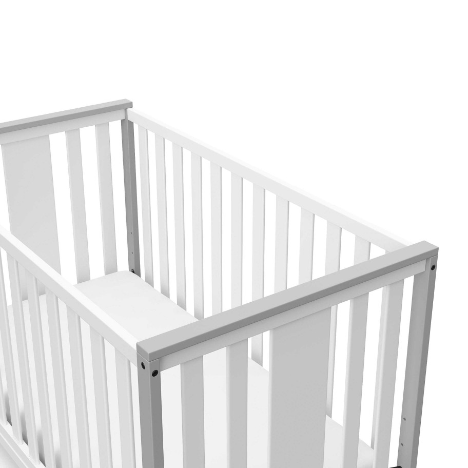 Nursery lqINDIGO | Modern Pacific 5-In-1 Convertible Crib - White/Pebble Grey