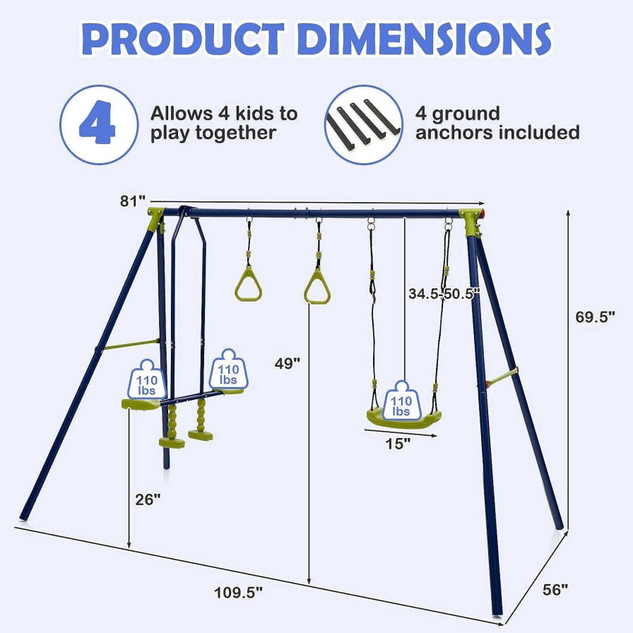 Gear dsvCOSTWAY | 3-In-1 Outdoor Swing Set For Kids