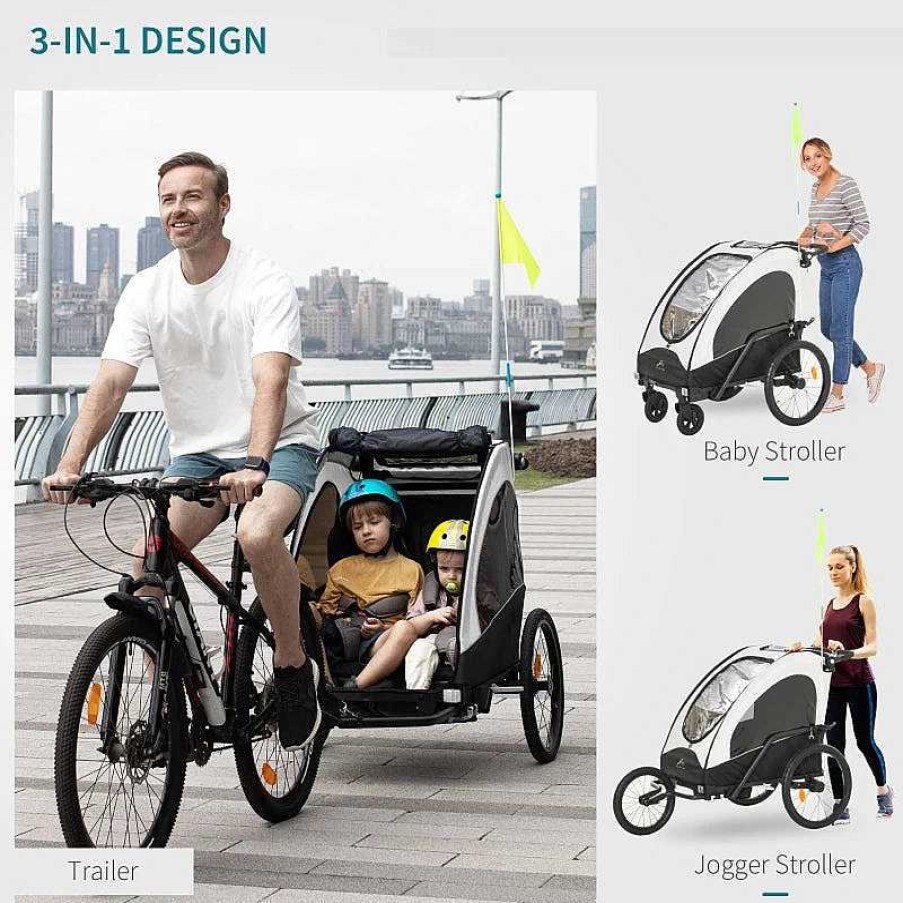 Strollers dsvAOSOM | 3-In-1 Bike Trailer - White