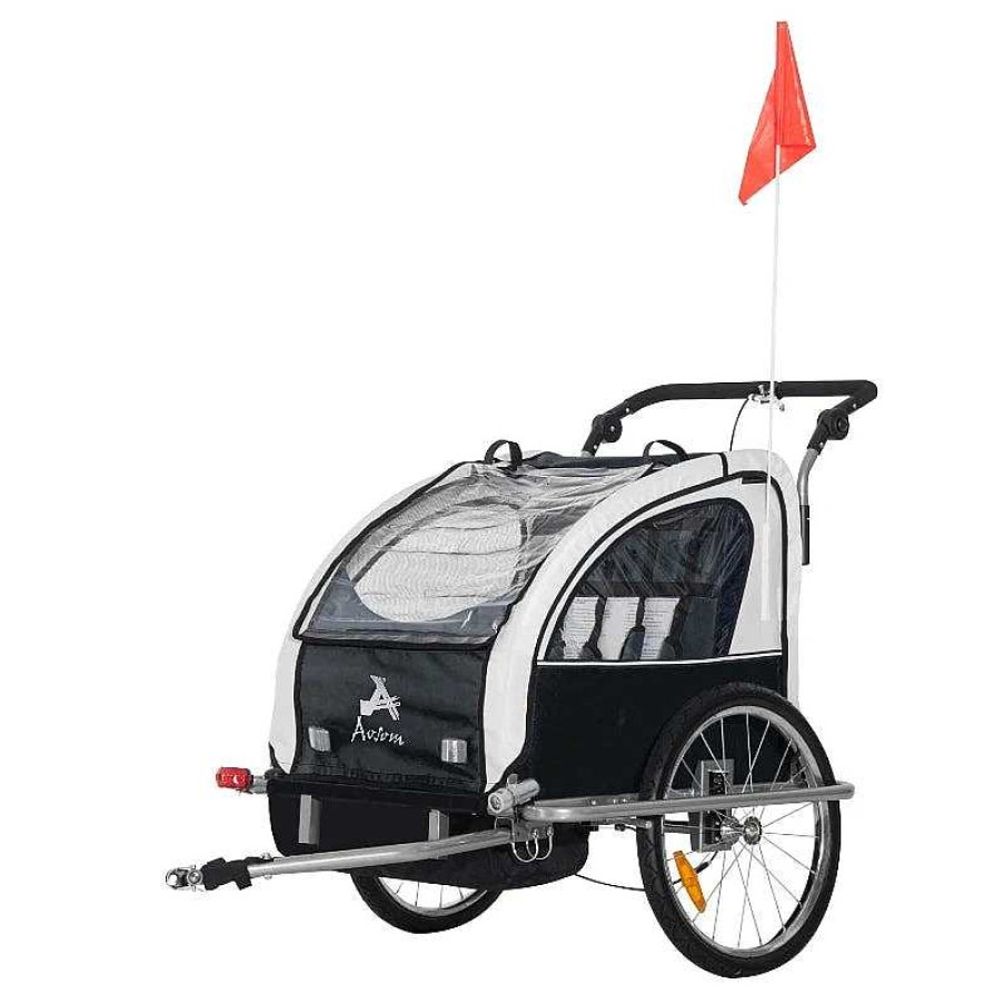 Strollers dsvAOSOM | 2-Seat Bike Trailer + Jogging Stroller - White