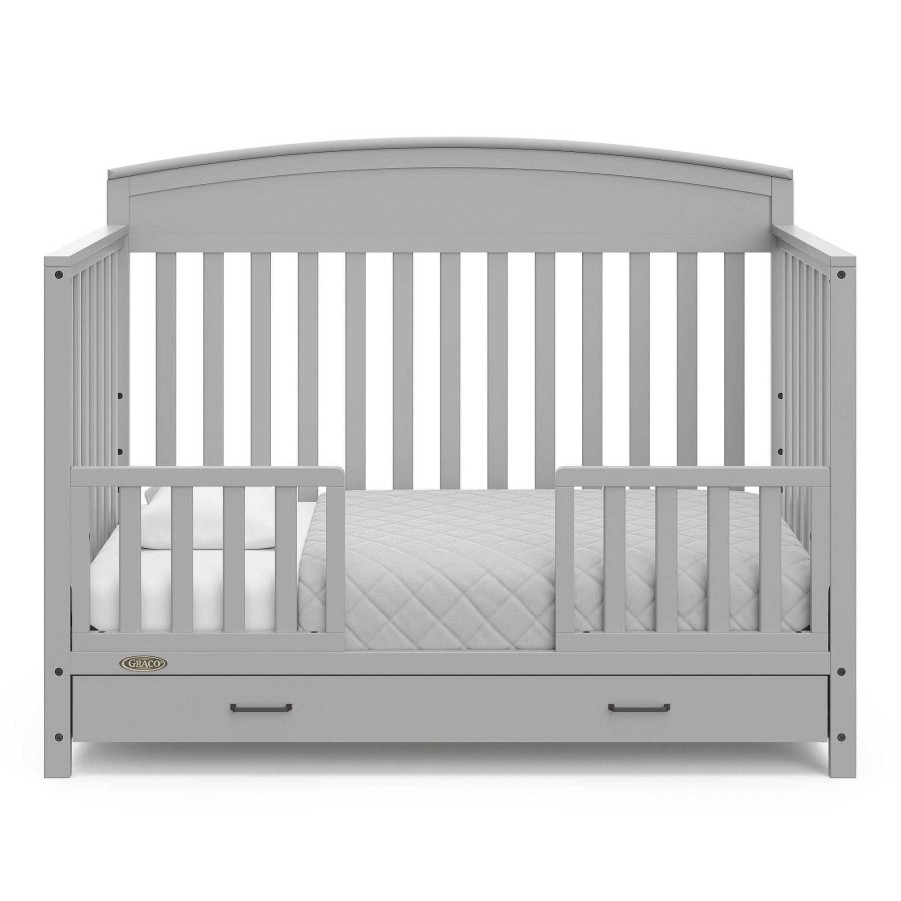 Nursery lqINDIGO | Benton 5-In-1 Convertible Crib With Drawer - Pebble Grey