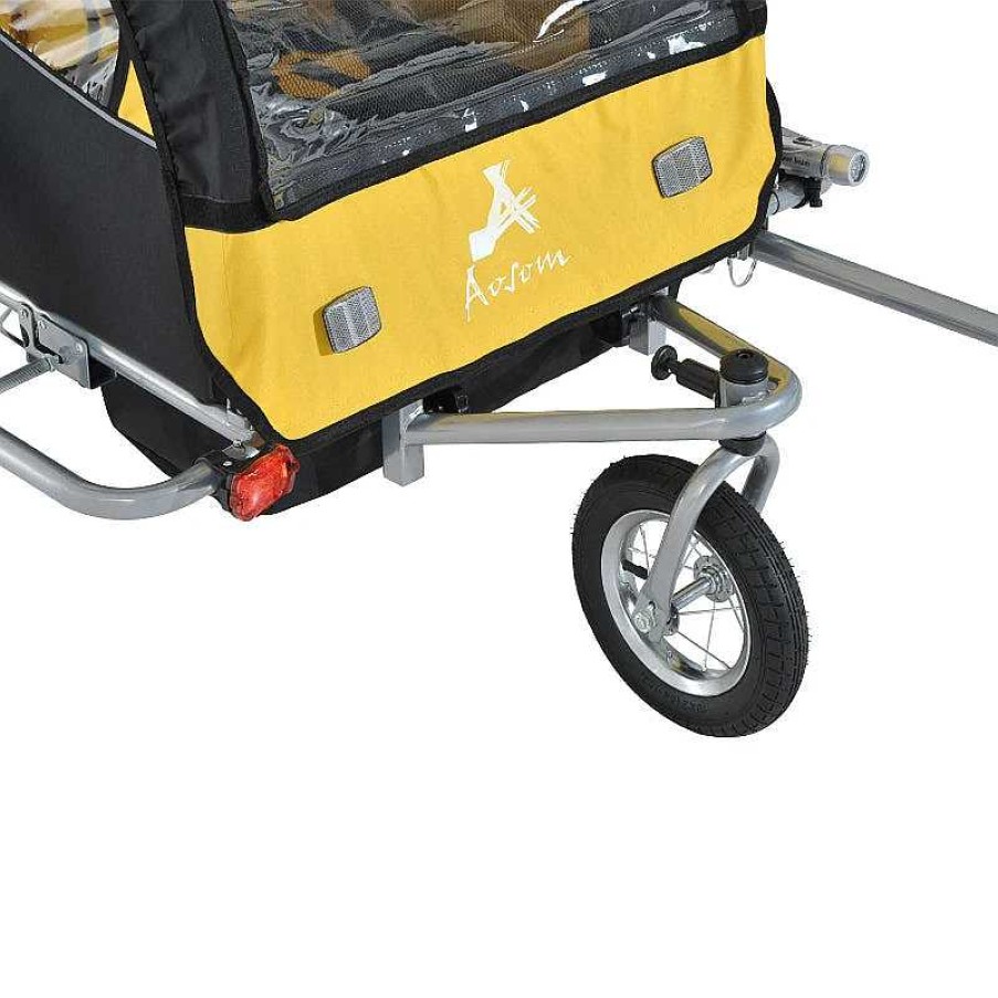 Strollers dsvAOSOM | 2-Seat Bike Trailer + Jogging Stroller - Yellow