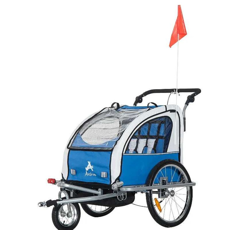 Strollers dsvAOSOM | 2-Seat Bike Trailer + Jogging Stroller - Blue