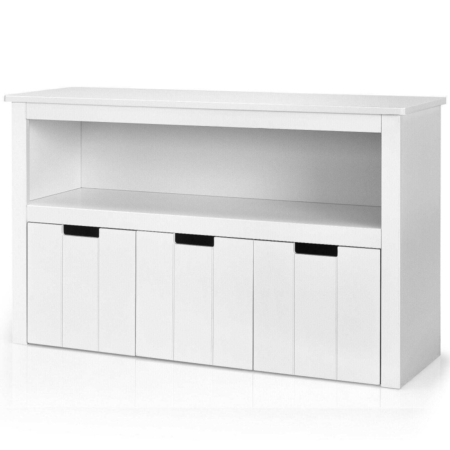 Nursery dsvCOSTWAY | Kid Toy Storage Cabinet 3 Drawer Chest With Wheels Large Storage Cube Shelf - White