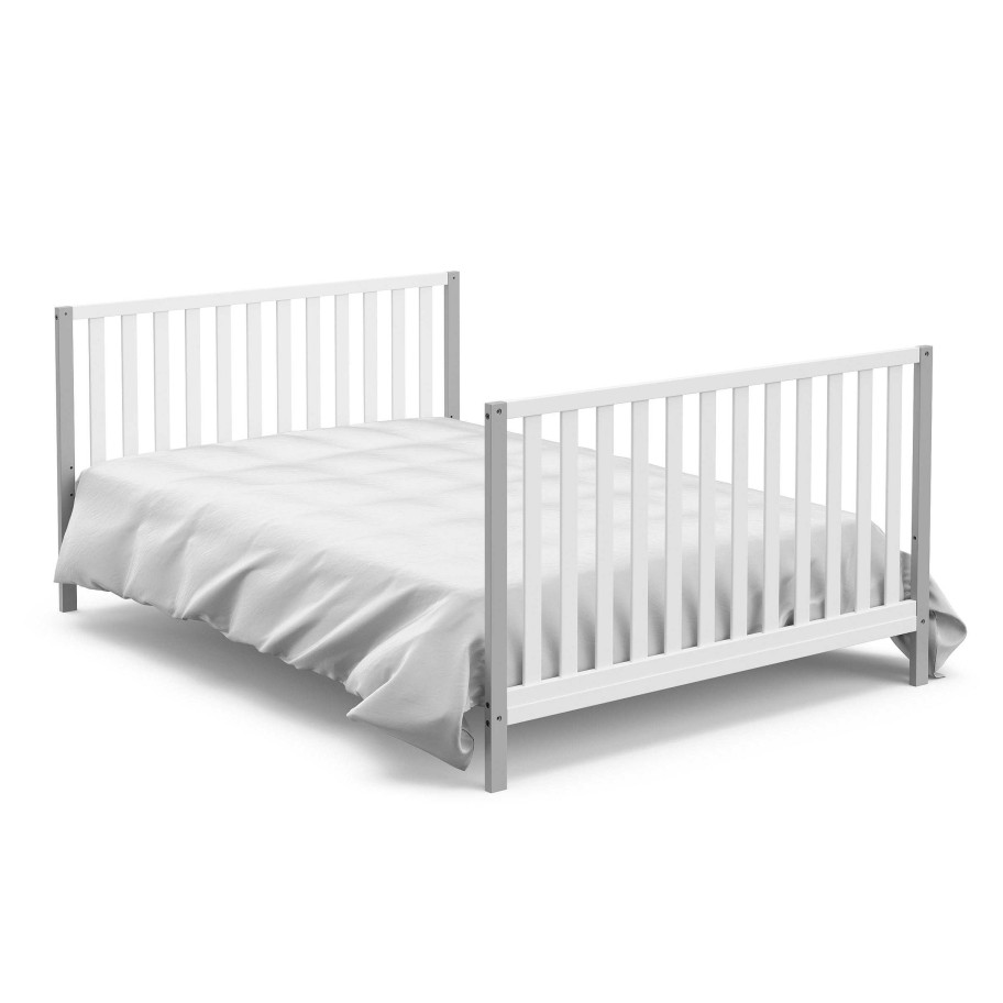 Nursery lqINDIGO | Modern Pacific 5-In-1 Convertible Crib - White/Pebble Grey