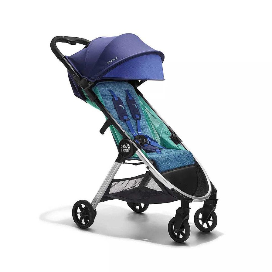 Strollers opBRANDS IN MOTION | City Tour 2 Stroller With Travel Accessories Bundle - Coastal Blue