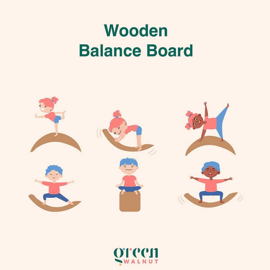 Gear cdsvGREEN WALNUT | Large Wooden Balance Board (With Coloured Felt)