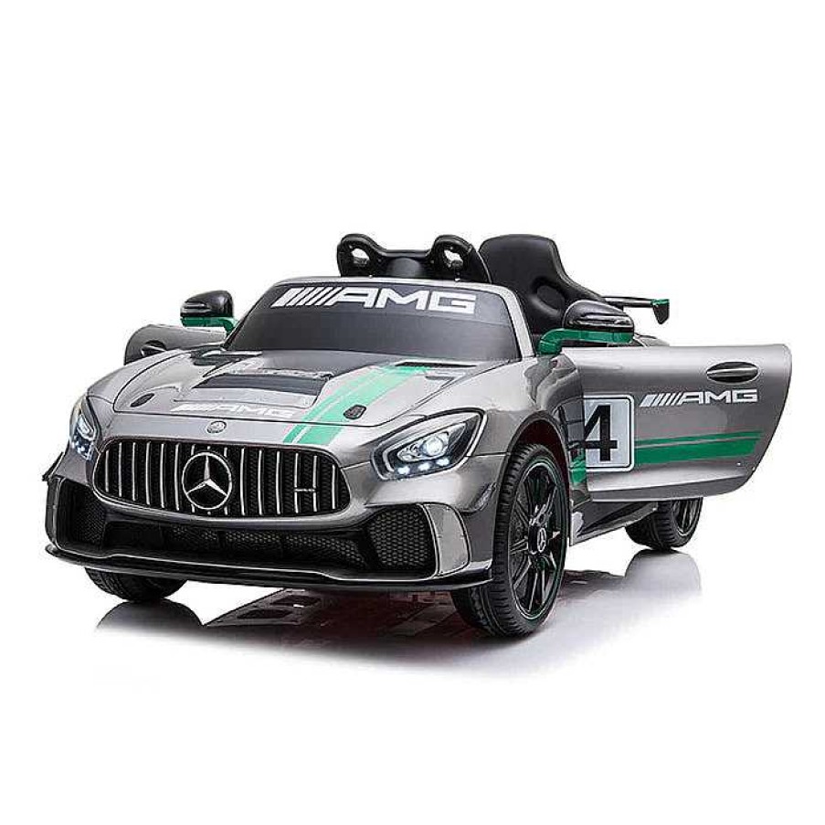 Gear dsvKIDZ ON WHEELS | Mercedes Benz Amg Gt4 12V Ride On Car - 1 Seater - Silver Green