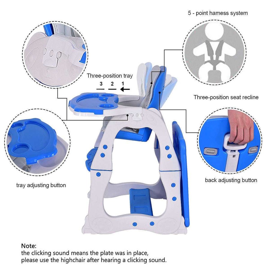 Gear dsvCOSTWAY | 3 In 1 Convertible Play Table Seat Baby High Chair - Blue