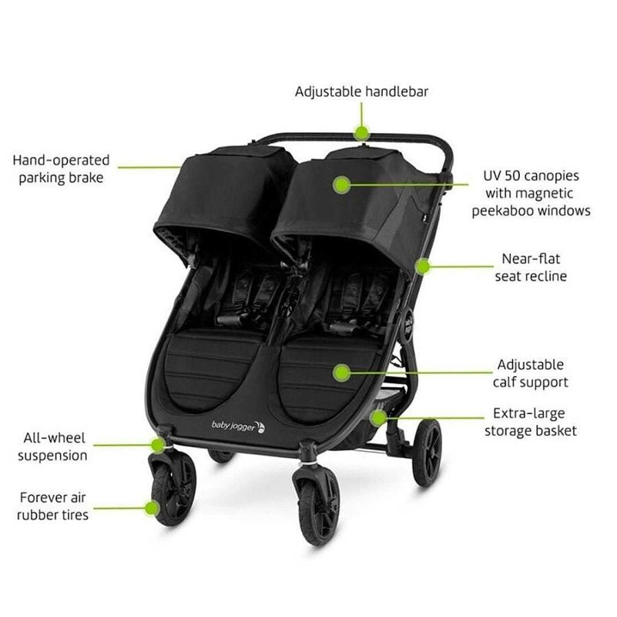 Strollers opBRANDS IN MOTION | City Mini Gt2 Double Stroller - Jet Black