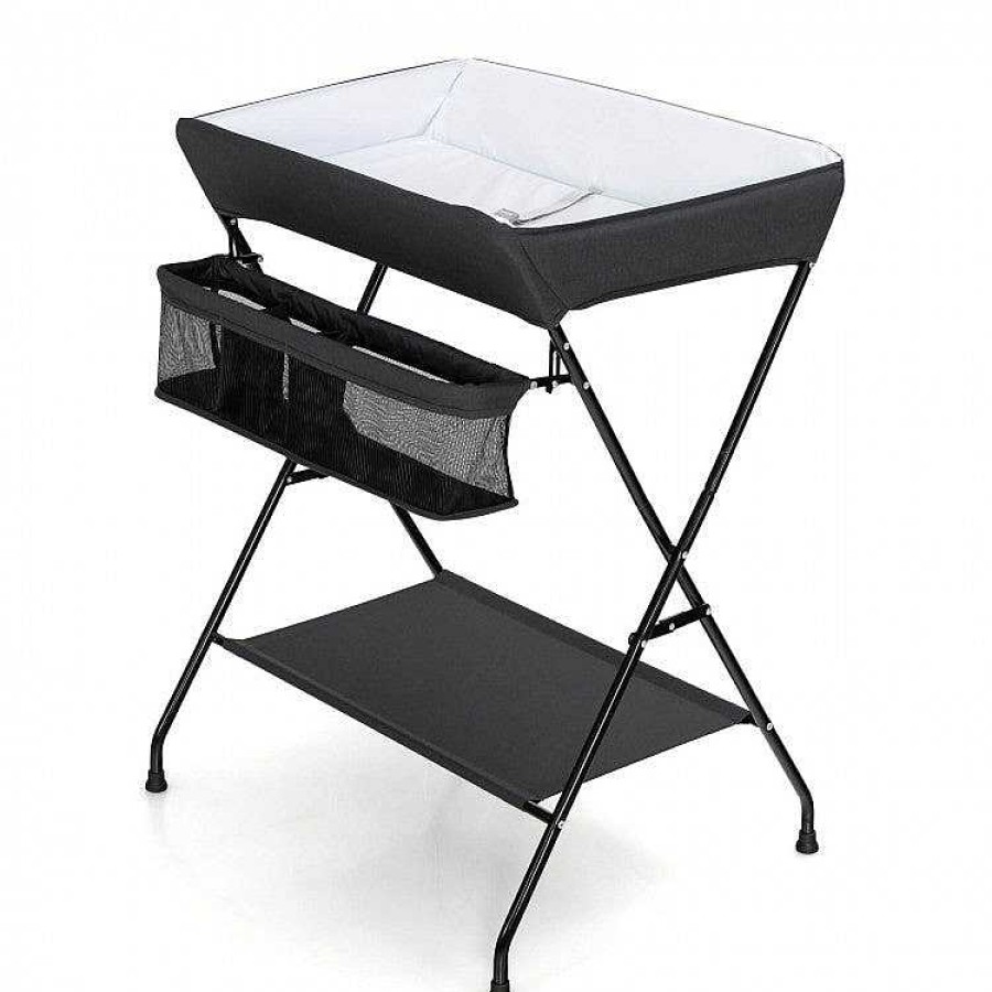 Nursery dsvCOSTWAY | Baby Storage Foldable Diaper Changing Table - Black