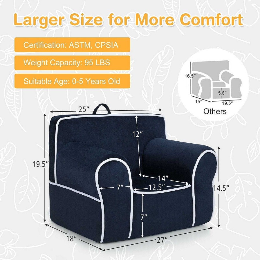 Gear dsvCOSTWAY | Kids Velvet Sofa Chair - Navy Blue