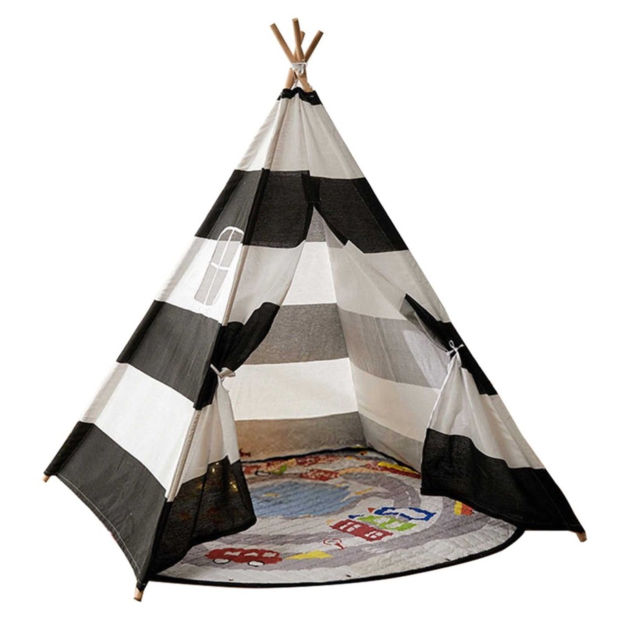 Gear cdsvGREEN WALNUT | Large Foldable Kids Canvas Teepee Play Tent ( Black & White )