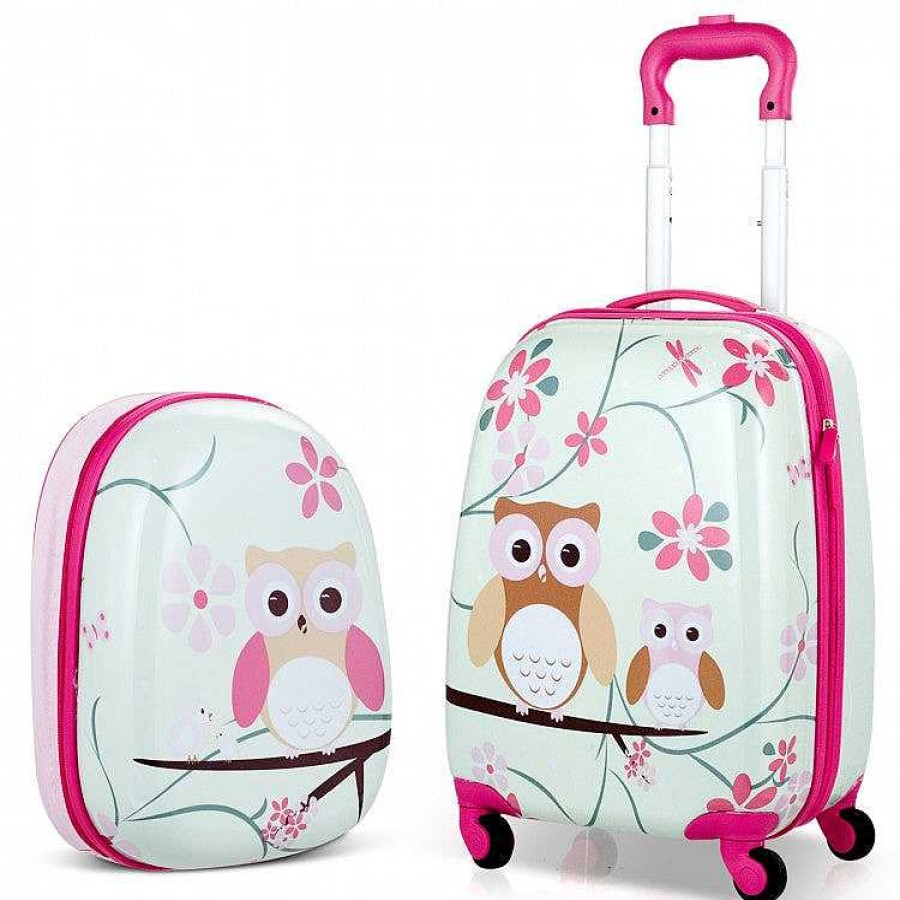 Gear dsvCOSTWAY | 2 Pieces 12 Inch 16 Inch Kids Luggage Set With Backpack And Suitcase - Owl