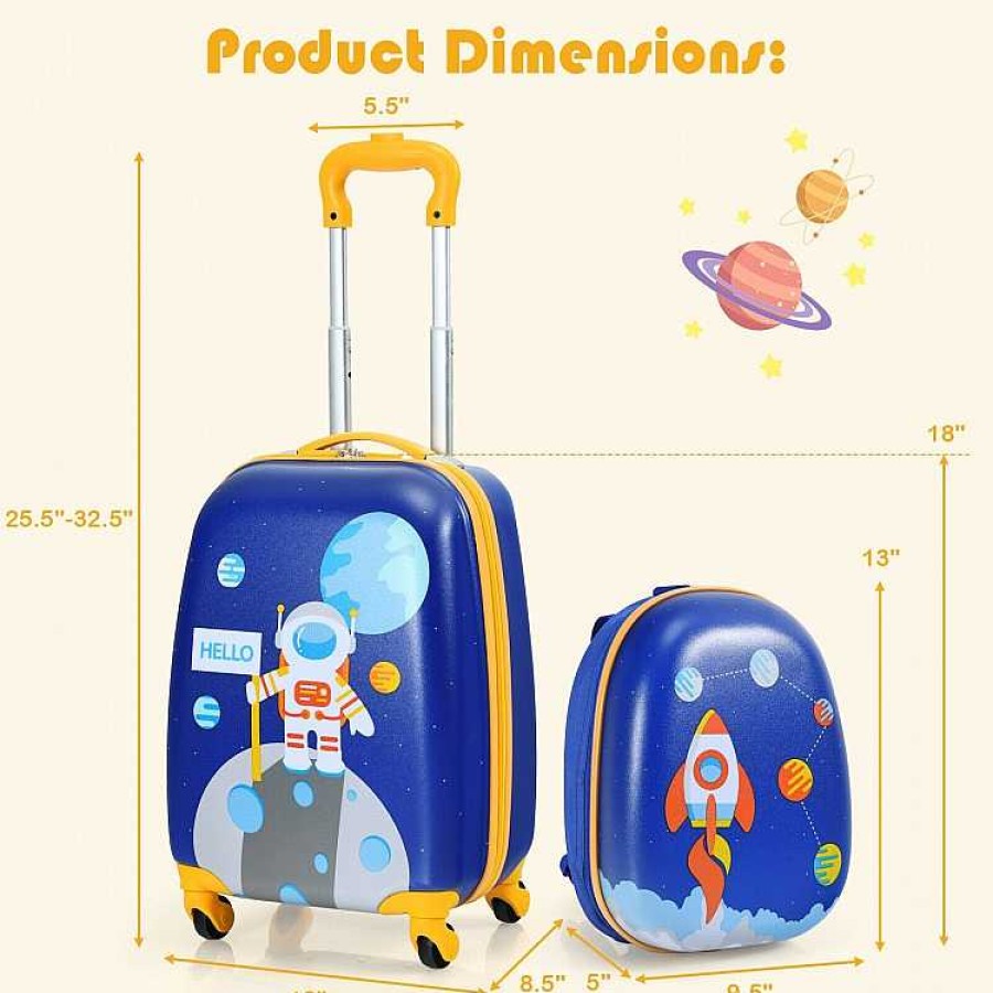 Gear dsvCOSTWAY | 2 Pieces 12 Inch 16 Inch Kids Luggage Set With Backpack And Suitcase - Astronaut