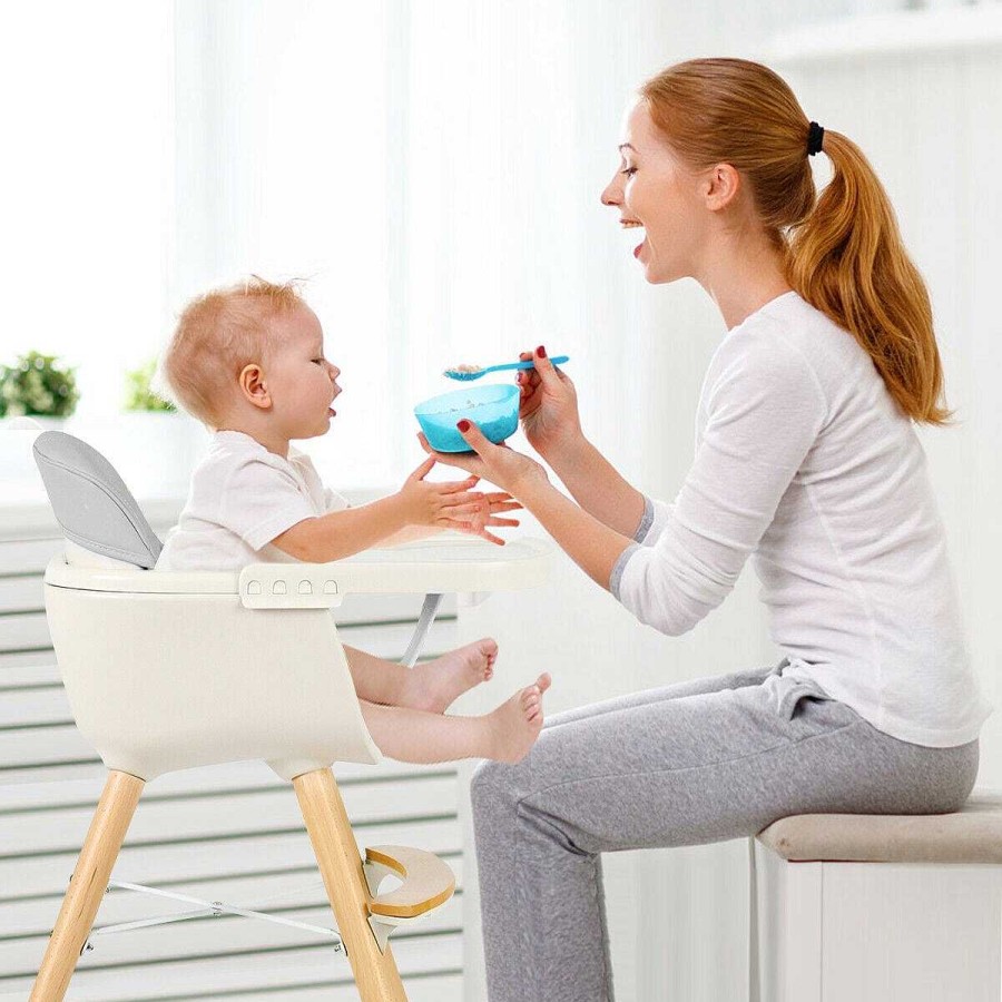 Gear dsvCOSTWAY | 3-In-1 Convertible Wooden High Chair With Cushion - Grey