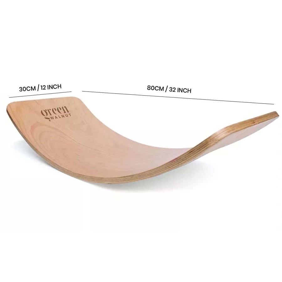 Gear cdsvGREEN WALNUT | Large Wooden Balance Board (Natural Wooden Base)