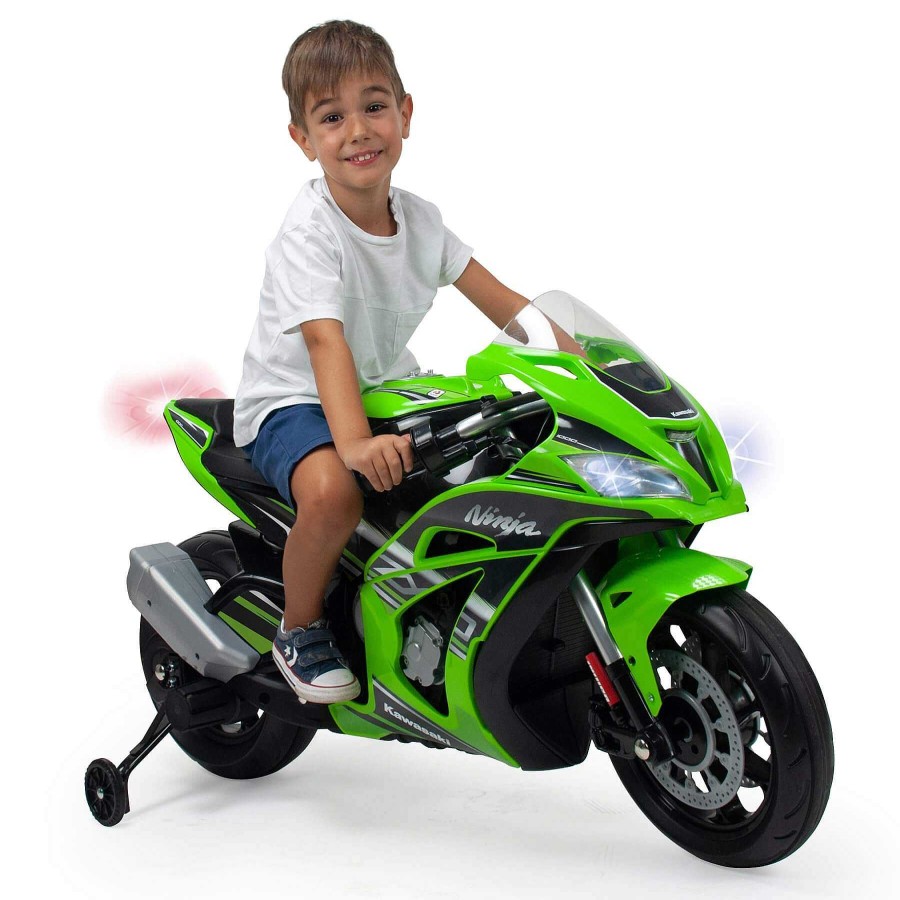 Gear cdsvKidsVIP | Injusa Kawasaki Ninja Zx10R Edition 12V Motorcycle W/ Removable, Rear Stabilizing Wheels - Green