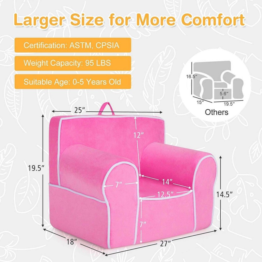 Gear dsvCOSTWAY | Kids Velvet Sofa Chair - Pink