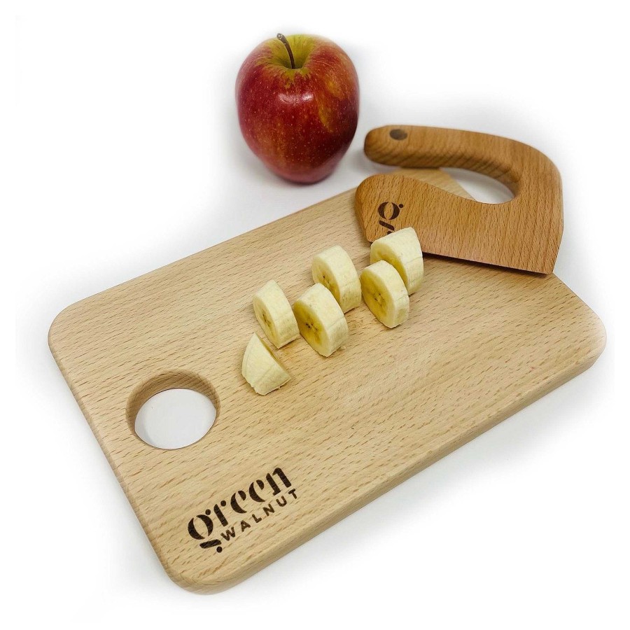 Gear cdsvGREEN WALNUT | Kids Wooden Knife & Cutting Board | Safe Knife For Children | Wooden Cutter For Children ( Knife + Cutting Board)