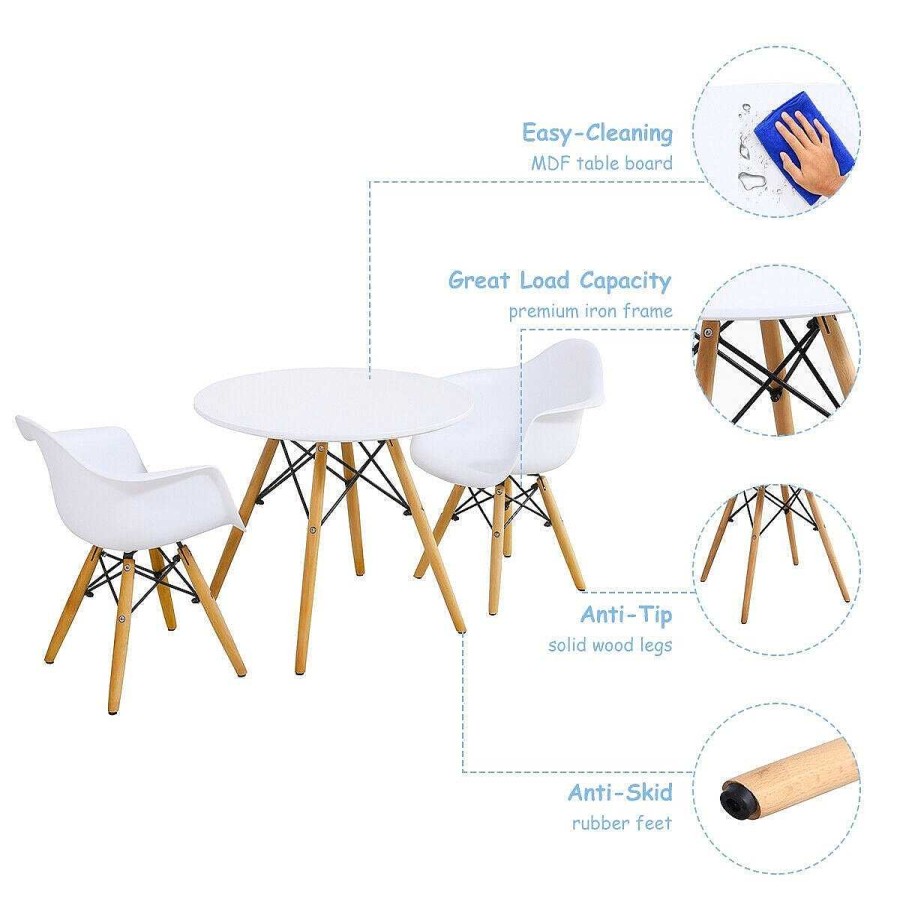 Nursery dsvCOSTWAY | Modern Round Table & Chairs Set - White