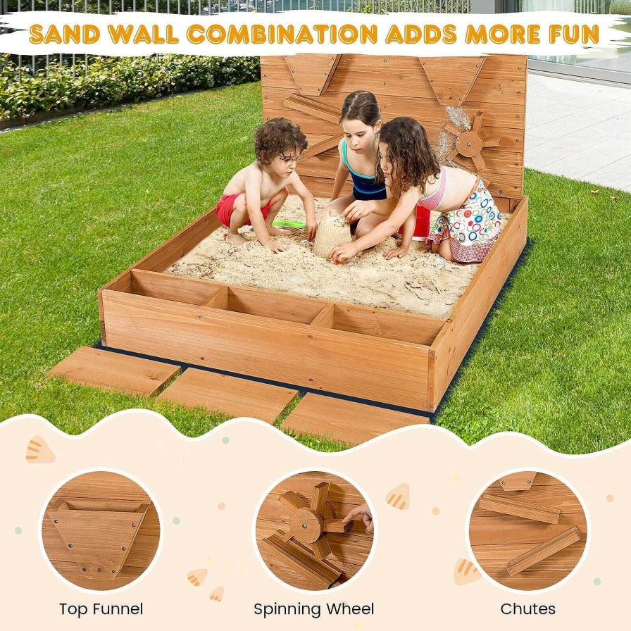 Gear dsvCOSTWAY | Kids Wooden Square Sandbox With Cover