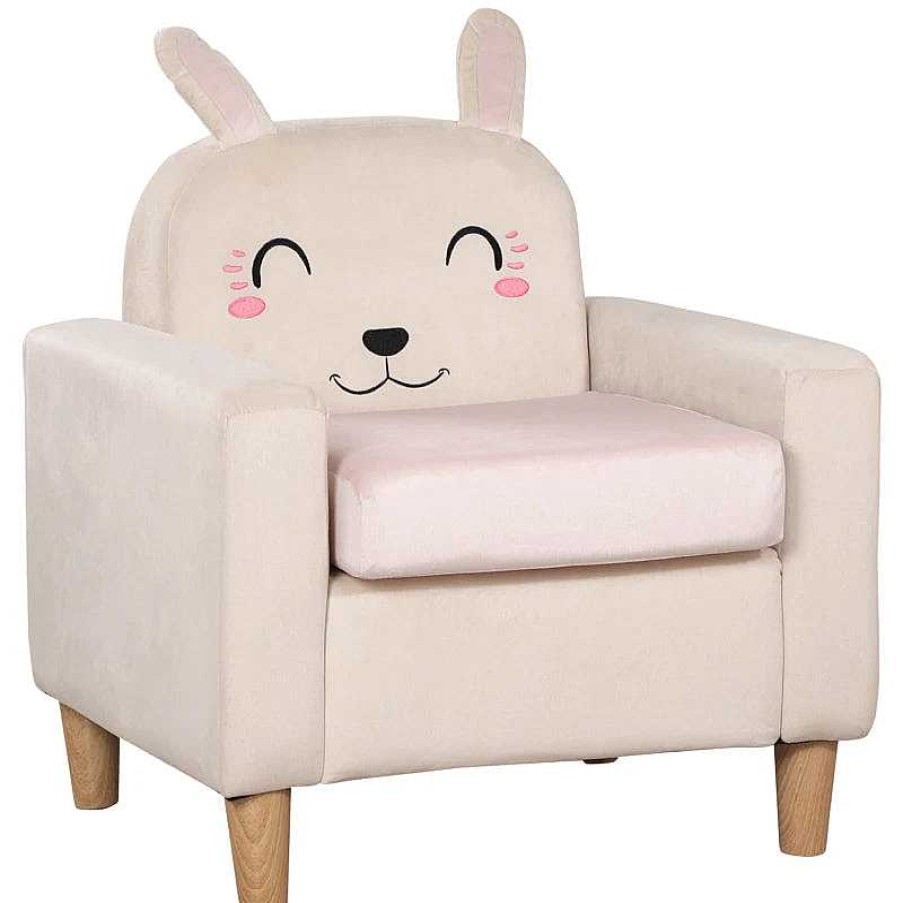 Nursery dsvAOSOM | Qaba Kids Sofa With Rabbit Ear Backrest - Cream