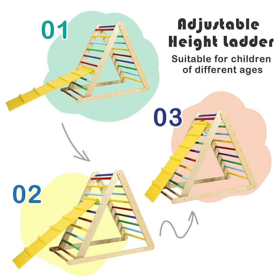 Gear dsvCOSTWAY | Foldable Wooden Climbing Triangle With Ladder - Mulitcolour