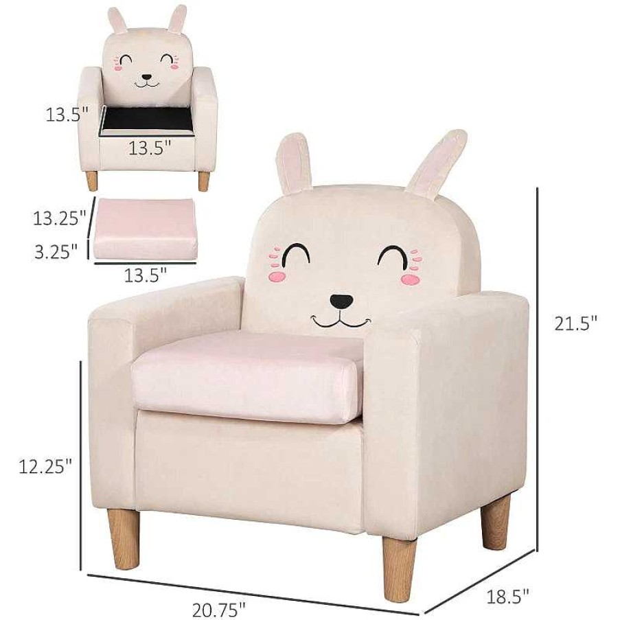 Nursery dsvAOSOM | Qaba Kids Sofa With Rabbit Ear Backrest - Cream