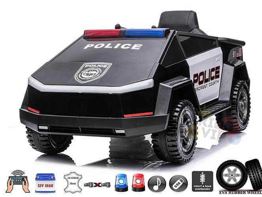 Gear cdsvKidsVIP | Futuristic Police Officer 12V Bluetooth Edition Cybertruck With 4X4