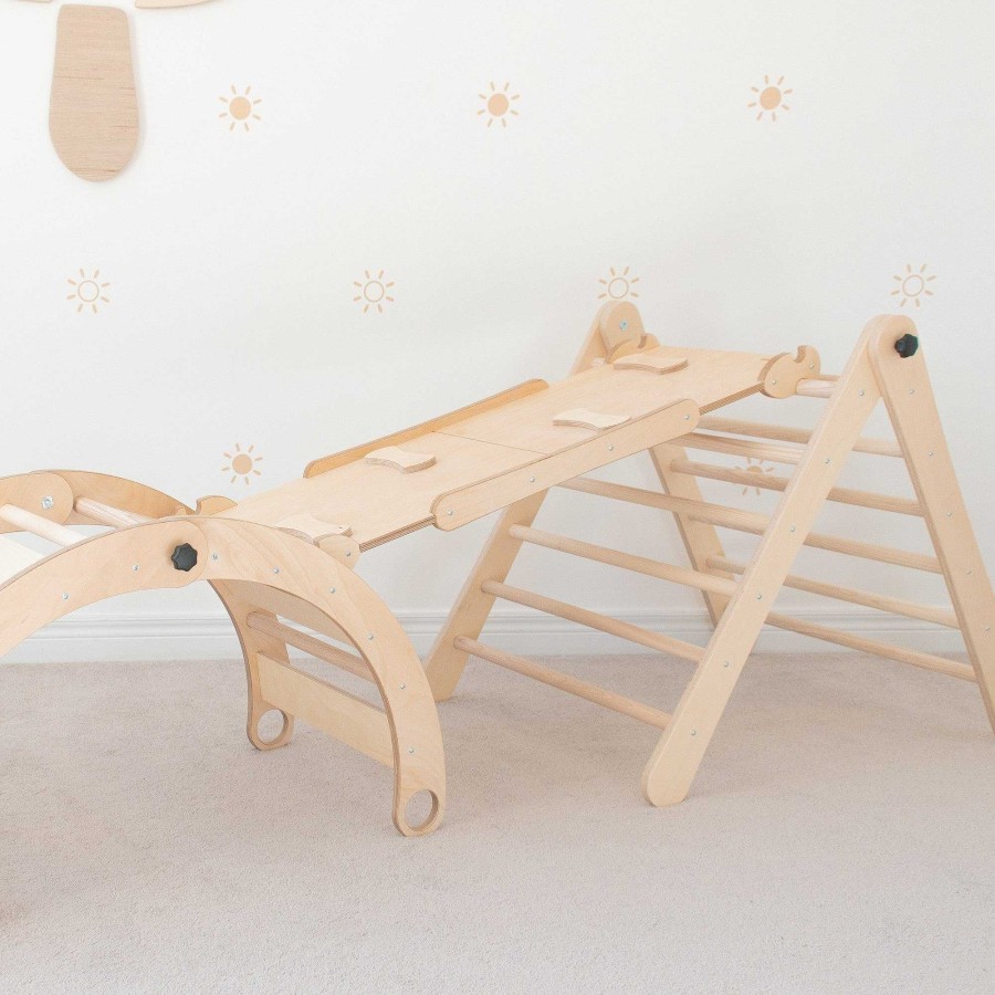 Gear cdsvTRUE LITTLE NORTH | Adjustable Wooden Montessori Pikler Triangle & Reversible Ramp Bundle