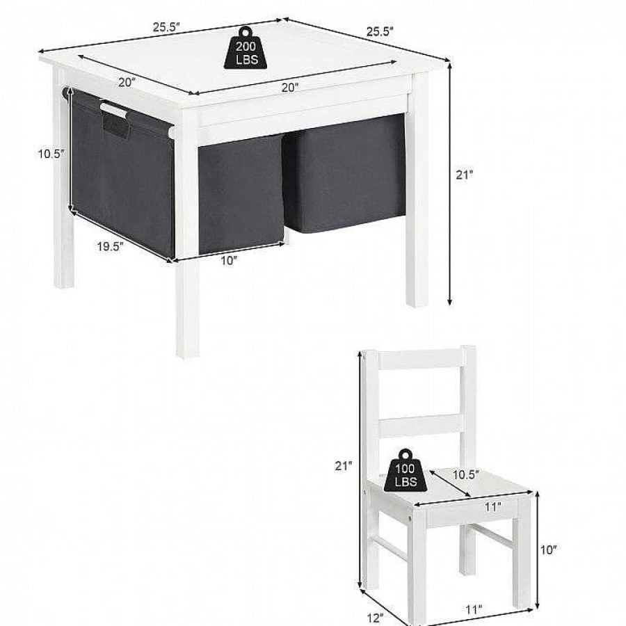 Gear dsvCOSTWAY | 2-In-1 Kids Activity Table And 2 Chairs Set With Storage Building Block Table