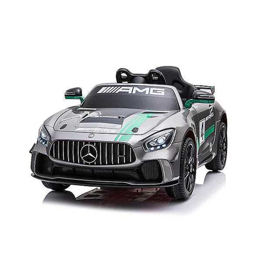 Gear dsvKIDZ ON WHEELS | Mercedes Benz Amg Gt4 12V Ride On Car - 1 Seater - Silver Green