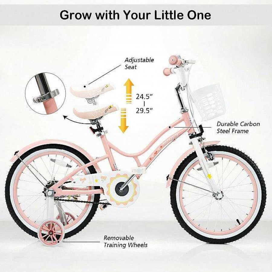 Gear dsvCOSTWAY | 18 Inch Kids Adjustable Bike With Training Wheels - Pink